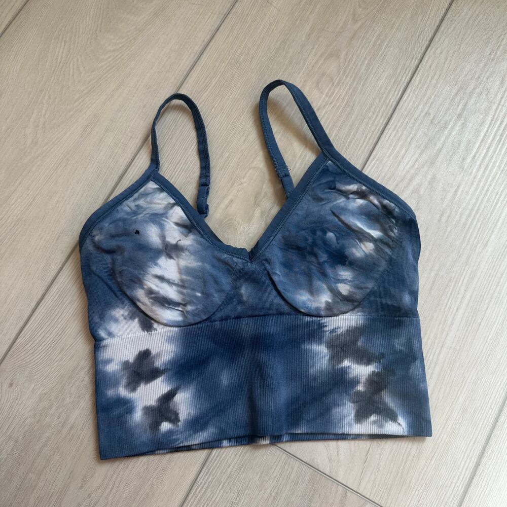 Tory Burch Tory Sport blue tie dye seamless longline sports bra XS